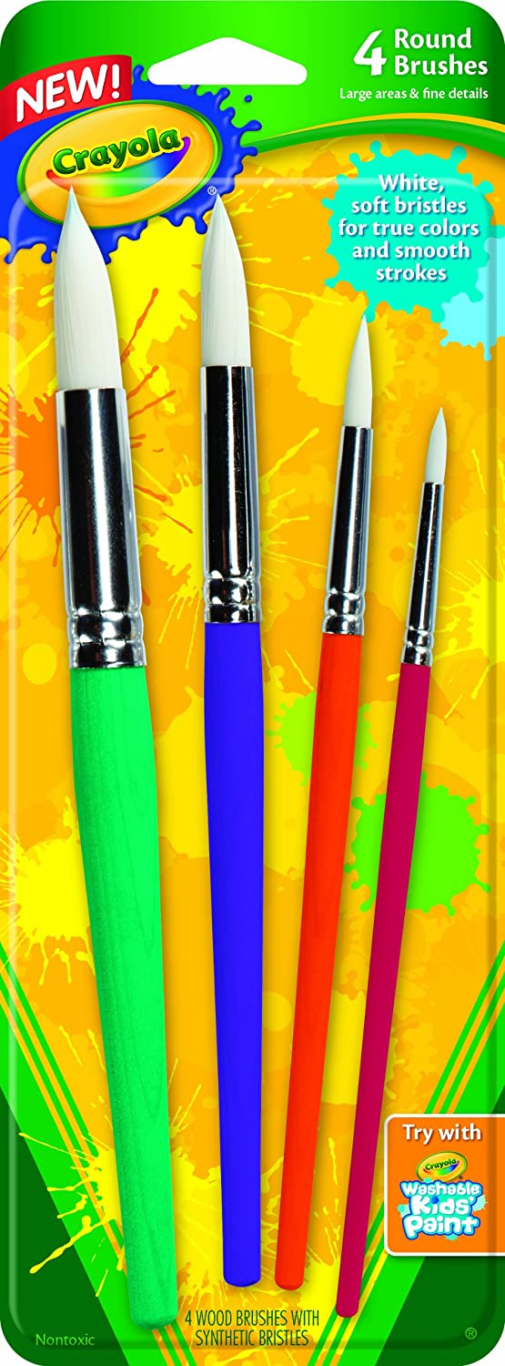 Crayola Big Paint Brushes (4 Count Round), Great for Kids