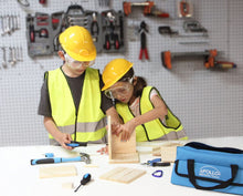 Load image into Gallery viewer, Apollo Tools DT4936 14 Piece Children&#39;s First Tool Kit with Real Hand Tools and Safety Goggles, Play-Work Hat and Reflecting Vest - All in a Convenient Storage Bag