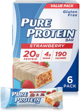 Load image into Gallery viewer, Pure Protein Bars, High Protein, Nutritious Snacks to Support Energy, Low Sugar, Gluten Free, Strawberry Greek Yogurt, 1.76oz, 6 Pack