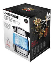 Load image into Gallery viewer, Chefman Electric Glass Kettle, Fast Boiling Water Heater w/ Auto Shutoff &amp; Boil Dry Protection, Separates from Base for Cordless Pouring, BPA Free, Removable Tea Infuser Included, 1.8 Liters