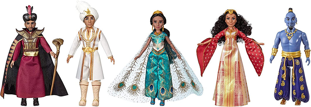 Disney Aladdin Agrabah Collection, 5 Fashion Dolls with Accessories Inspired by Disney's Live-Action Movie, Genie, Aladdin, Princess Jasmine, Dalia, Jafar