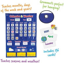 Load image into Gallery viewer, Learning Resources Calendar &amp; Weather Pocket Chart, Classroom Organization, Homeschool Supplies, School &amp; Classroom Supplies, 136 Piece,Multi-color,30 3/4" x 44 1/4", Ages 3+