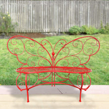 Load image into Gallery viewer, Alpine Corporation BAZ400RD Alpine Butterfly Metal Two People Outdoor Bench, Red