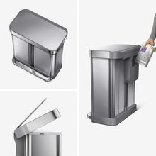 Load image into Gallery viewer, simplehuman 30 Liter Rectangular Hands-Free Kitchen Step Trash Can with Soft-Close Lid, Brushed Stainless Steel