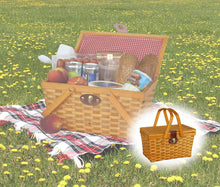 Load image into Gallery viewer, Vintiquewise(TM) Large Gingham Lined Picnic Basket
