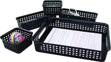 Load image into Gallery viewer, Advantus Plastic Weave Desk Organization Bins, Black, Pack of 5 (37530)