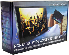 Load image into Gallery viewer, Trexonic Ultra Lightweight Rechargeable 12" LED TV With HDMI, SD, MMC, USB, VGA, Headphone Jack, AV Inputs and Output And Built-in Digital Tuner