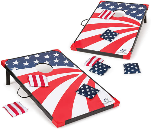 EastPoint Sports Cornhole Game Set Bean Bag Toss MDF - 2' W x 3' L - Built-In Storage, Convenient Carry Handles and 8 Premium Bean Bags