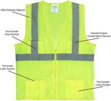 Load image into Gallery viewer, Cordova Class II Mesh Surveyors Vest, Silver Stripes, Zipper Closure with Four Front Pockets