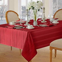 Load image into Gallery viewer, Newbridge Christmas Satin Stripe No-Iron Soil Resistant Fabric Holiday Tablecloths