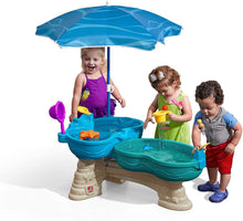 Load image into Gallery viewer, Step2 Spill &amp; Splash Seaway Water Table | Kids Dual-Level Water Play Table with Umbrella &amp; 11-Pc Accessory Set | Large Water Table