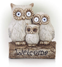 Load image into Gallery viewer, Alpine Corporation Benzara ALP-QWR476SLR 16&quot; Solar Owl Family Welcome Statue Animal Statue