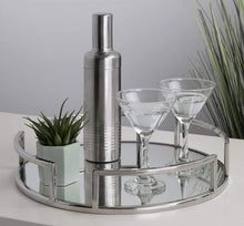 Load image into Gallery viewer, Kate and Laurel Gohana Decorative Mirrored Tray, 16" Diameter, Silver, Medium-Sized Tray for Serving, Storage, and Display