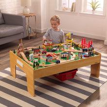 Load image into Gallery viewer, KidKraft Adventure Town Railway Train Set &amp; Table with EZ Kraft Assembly, Natural