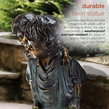 Load image into Gallery viewer, Alpine Corporation GXT484 Piggyback Ride Statue Outdoor Garden, Patio, Deck, Porch-Yard Decoration, 16-Inch Tall, Antique Bronze