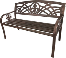 Load image into Gallery viewer, Leigh Country Fleur De Lis Metal Bench