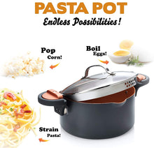 Load image into Gallery viewer, Gotham Steel Ocean Blue 5 Quart Multipurpose Pasta Pot with Strainer Lid &amp; Twist &amp; Lock Handles, Nonstick Ceramic Surface for Effortless Cleanup with Glass Lid, Dishwasher Safe, PFOA Free