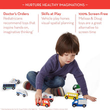Load image into Gallery viewer, Melissa &amp; Doug Wooden Town Vehicles Set (Wooden Storage Tray, 9 Pieces, Great Gift for Girls and Boys - Best for 3, 4, and 5 Year Olds)