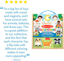 Load image into Gallery viewer, Melissa &amp; Doug Occupations Magnetic Dress-Up Wooden Dolls Pretend Play Set (82 pcs)