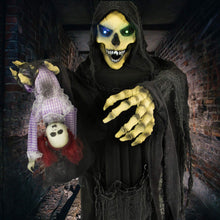 Load image into Gallery viewer, Haunted Hill Farm HHRPR-6FLSA Life-Size Animatronic Reaper, Indoor/Outdoor Halloween Decoration, Multi