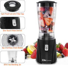 Load image into Gallery viewer, Elite Cuisine EPB-9632 Personal Single Serve Blender, 14 Oz., For Shakes &amp; Smoothies, Black