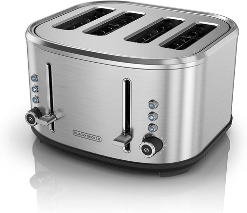 BLACK+DECKER 4-Slice Extra-Wide Slot Toaster, Stainless Steel, TR4300SSD