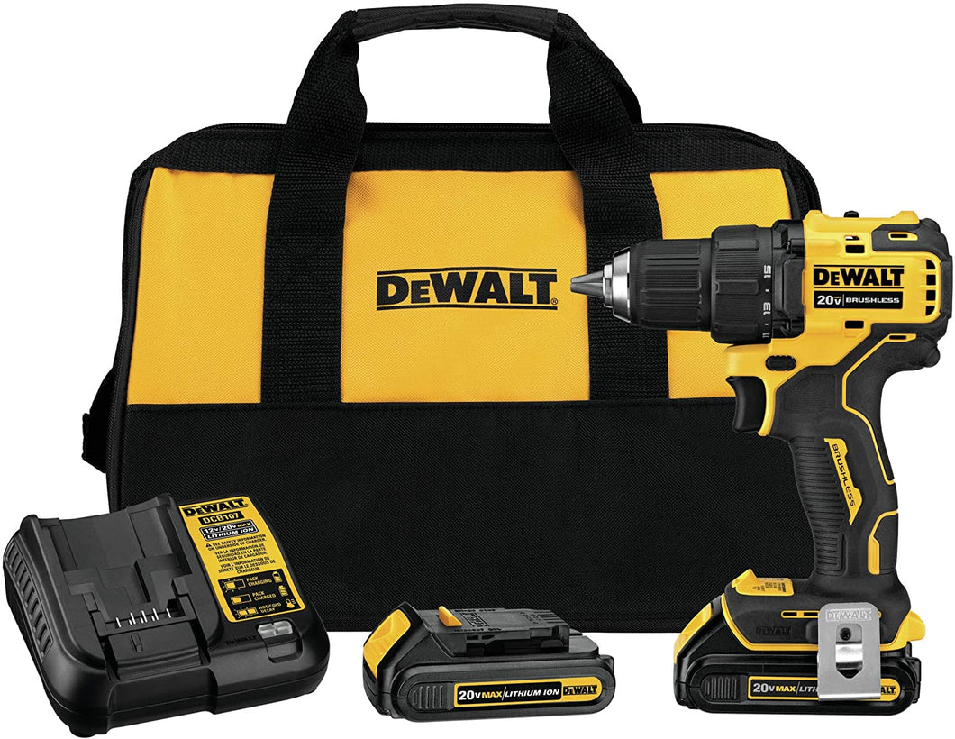 DEWALT 20V MAX Cordless Drill / Driver Kit, Compact, 1/2-Inch (DCD708C2)
