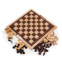 Load image into Gallery viewer, Trademark Games Deluxe Wooden Chess, Checker and Backgammon Set, Brown