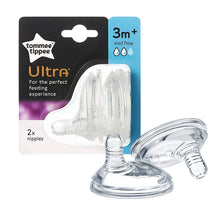 Load image into Gallery viewer, Tommee Tippee Ultra Baby Bottle Feeding Nipple Replacement, Breast-like Nipple, Medium Flow - 3+ months, 2 Count