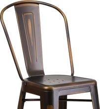 Load image into Gallery viewer, Flash Furniture Curved Metal Vertical Slat Bar Stool in Distressed Copper