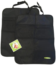 Load image into Gallery viewer, Premium Kick Mats by Baby Mushroom (2 Pack) - Superior Quality Waterproof Car Seat Back Protectors w/Storage and Reinforced Corners. Bonus Kids on Board Decal! Protects Upholstery, Fabric &amp; Leather.