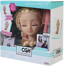 Load image into Gallery viewer, CGH Cute Girls Hairstyles! Styling Head - Straight Blonde Hair Doll