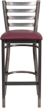 Load image into Gallery viewer, Flash Furniture Hercules Series Clear Coated Ladder Back Metal Restaurant Barstool with Vinyl Seat, Black