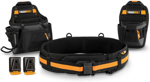 ToughBuilt - Tool Belt Set - Includes Pouches, Padded Belt, Heavy Duty, Deluxe Organizer Premium Quality, Durable Pockets, Pry Bar/Hammer Loop, Patented ClipTech Hubs