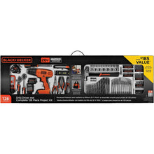 Load image into Gallery viewer, Black and Decker 20V Lithium Drill/Driver with 128-Piece Project Kit