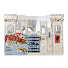 Load image into Gallery viewer, Melissa &amp; Doug Folding Medieval Wooden Castle (Pretend Play Set, Drawbridge and Turrets, Sturdy Construction, 27” H x 15.25” W x 17.5” L)