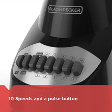 Load image into Gallery viewer, BLACK+DECKER Countertop Blender with 5-Cup Glass Jar, 10-Speed Settings, Black, BL2010BG