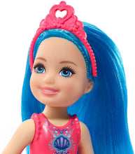 Load image into Gallery viewer, Barbie Dreamtopia Chelsea Sprite Doll, 7-inch, with Blue Hair Wearing Fashion and Accessories, Multi (GJJ94)