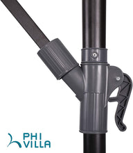 Load image into Gallery viewer, PHI VILLA 10 FT Offset Solar LED Patio Umbrella with Cantilever, Crank, 8 Steel Ribs
