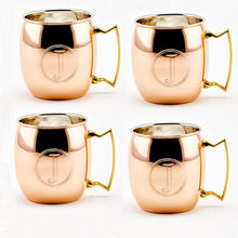 Load image into Gallery viewer, Old Dutch International Solid Moscow Mule Mug, 16-Ounce, Monogrammed C, Copper, Set of 4
