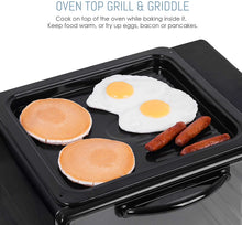 Load image into Gallery viewer, Elite Gourmet ERO-2019S Countertop Toaster Oven with Top Grill &amp; Griddle Rotisserie, Bake, Grill Broil, Roast, Toast, Keep Warm, Fits A 12” Pizza, 6-Slice, 23L Capacity, Black