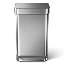 Load image into Gallery viewer, simplehuman 45 Liter / 12 Gallon Stainless Steel Rectangular Kitchen Step Trash Can with Liner Pocket, Brushed Stainless Steel