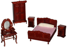 Load image into Gallery viewer, Melissa &amp; Doug Classic Victorian Wooden and Upholstered Dollhouse Bedroom Furniture (5 pcs)