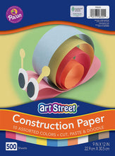 Load image into Gallery viewer, Art Street Lightweight Construction Paper, 10 Assorted Colors, 9" x 12", 500 Sheets