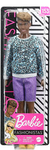 Load image into Gallery viewer, Barbie Ken Fashionistas Doll #153 with Sculpted Dreadlocks Wearing Blue Animal-Print Shirt, Purple Shorts &amp; Boots, Toy for Kids 3 to 8 Years Old