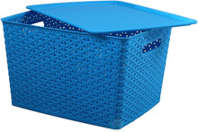 Load image into Gallery viewer, Basicwise QI003214.3 Plastic Blue Storage Container Box with Lid