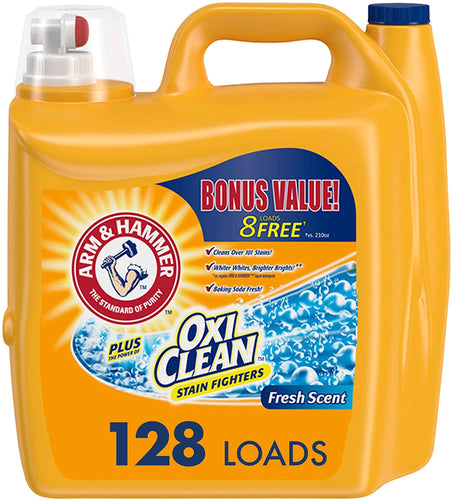 Arm & Hammer Plus OxiClean Fresh Scent, 128 Loads Liquid Laundry Detergent, 224 Fl oz