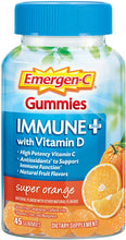Load image into Gallery viewer, Emergen-C Immune+ Immune Gummies, Vitamin D plus 750 mg Vitamin C, Immune Support Dietary Supplement, Caffeine Free, Gluten Free, Super Orange Flavor - 45 Count