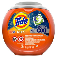 Load image into Gallery viewer, Tide PODS Ultra Oxi Liquid Laundry Detergent Pacs, 32 count