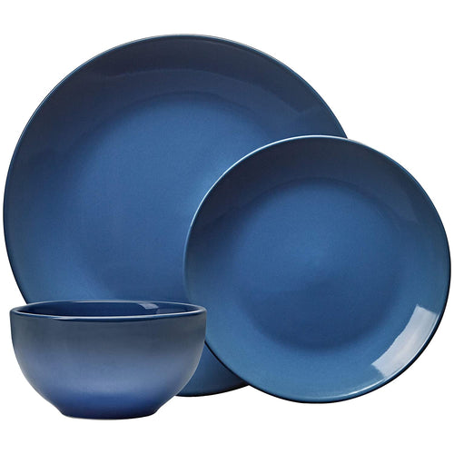 Everyday Glaze Stoneware Dinnerware Set, Blue 12 Piece Service for 4